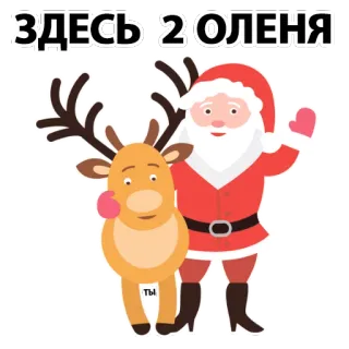 🦌 ЗДЕСЬ 2 ОЛЕНЯ Sinterklas, rusa, liburan, Natal, tahun baru, musim dingin telegram sticker
