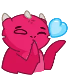 😘 dragão, fofo, desenho animado, coração, amor, animal whatsapp sticker