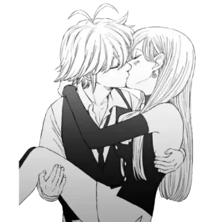 💕 Elizabeth Liones Seven Deadly Sins Anime, Paar, Romantik, Kuss, Zuneigung telegram sticker