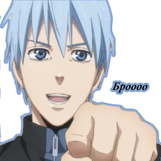 👊 Броооо anime, male, fist, light blue hair telegram sticker