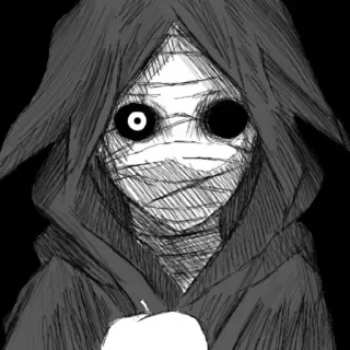 😶 アニメ, マンガ, キャラクター, フード, 不気味, グレースケール telegram sticker