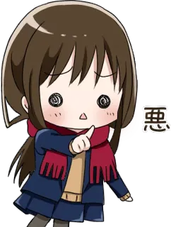 😵 悪 Anime, Fille, Japonais, Mignon, Écharpe, Dessin animé whatsapp sticker