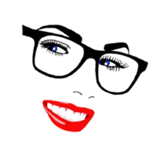 😵 cara, mujer, gafas, ojos, labios, boca, labios rojos telegram sticker
