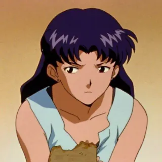 🙁 Misato Katsuragi Neon Genesis Evangelion Аниме, Мисато, Евангелион, Мультфильм, Женщина, Портрет, Персонаж whatsapp sticker