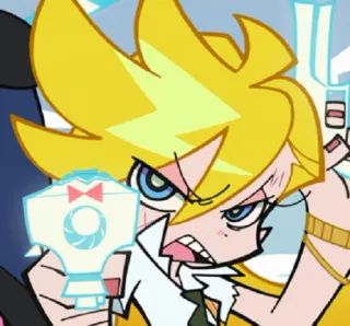 🔫 Briefers Rock Panty & Stocking with Garterbelt anime, loiro, zangado, arma, armas whatsapp sticker