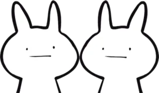 😐 coniglio, coniglietto, bianco, carino, cartone animato telegram sticker