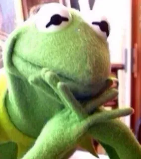 😏 Kermit the Frog 科米, 青蛙, 思考, 表情包, 布偶, 沉思, 绿色 whatsapp sticker