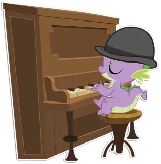 🎹 Spike My Little Pony Spike, piano, My Little Pony, cartoon, music, dragon, hat telegram sticker