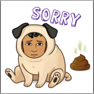 💩 SORRY ขอโทษ, เศร้า, หมา, เสียใจ, อาย, อึ telegram sticker