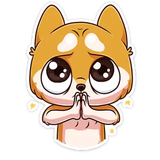 🙏 cachorro, filhote, fofo, kawaii, implorando, pedindo, adorável, animal de estimação telegram sticker