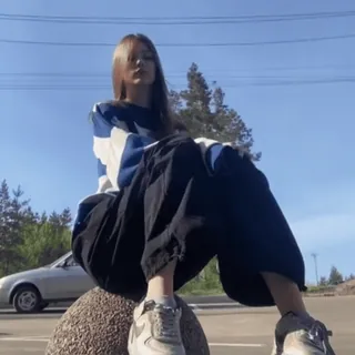 🧺 @wallgif girl, streetwear, pose, aesthetic, fashion, outdoors, urban telegram sticker