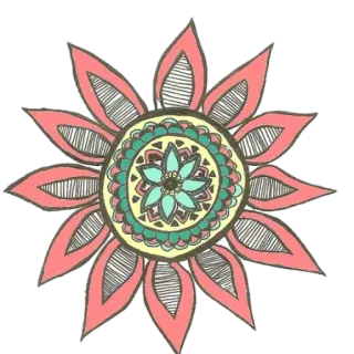🌷 花, 曼陀罗, 花卉, 彩色, 插图, 自然 telegram sticker