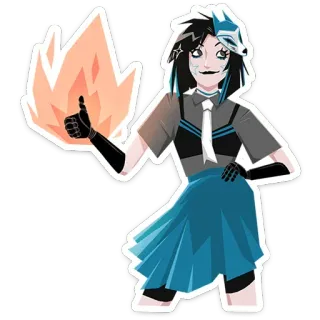 👍 sticker, anime, character, fantasy, thumb up, fire telegram sticker