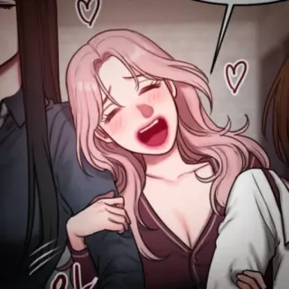 👙 Cartoon, Illustration, Frau, lächelnd, Herzen telegram sticker