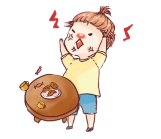 😠 angry, upset, frustrated, emotional, cartoon, table, cookies telegram sticker
