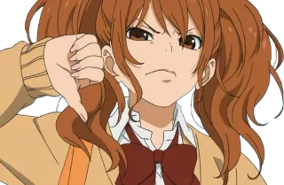 👎 anime, girl, dislike, thumbs down, ponytails, angry telegram sticker
