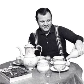 🍶 man, tea, table, vintage, beverage, relaxation telegram sticker