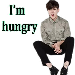 😕 I'm hungry lapar, makanan, orang, makan, anak laki-laki whatsapp sticker