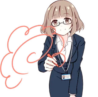 🌸 อนิเมะ, ผู้หญิง, สำนักงาน, แว่นตา, ภาพวาด, การ์ตูน telegram sticker