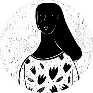 😊 wanita, potret, bunga, seni, ilustrasi, gaun whatsapp sticker