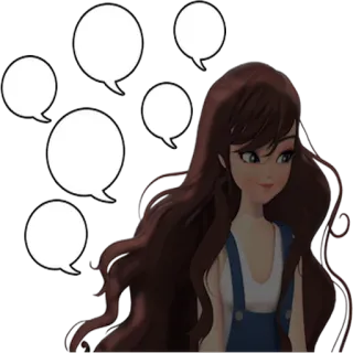 🙂 desenho animado, menina, balões de fala, morena, animação telegram sticker
