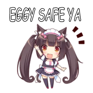 🙌 EGGY SAFE YA Anime, Chibi, Kawaii, Fofo/a, Garota gato, Roupa de empregada telegram sticker