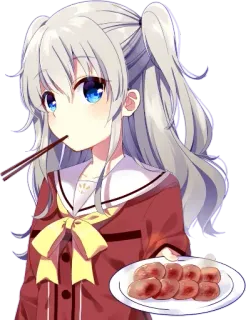 🥩 anime, girl, food, cute, cartoon telegram sticker