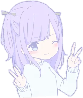 😉 Anime, Kartun, Lucu, Gadis, Tanda perdamaian, Pastel, Kawaii whatsapp sticker