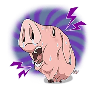 😰 porco, anime, desenho animado, suor, chorando, chocado, raio, medo whatsapp sticker