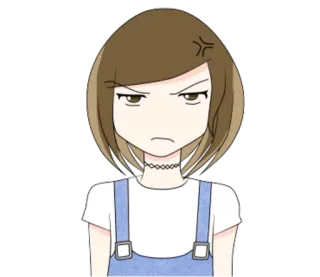 😑 animé, fille, en colère, contrariée, dessin animé, personnage, expression telegram sticker