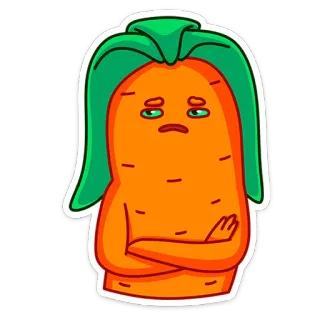 😫 морковь, овощ, мультфильм, наклейка whatsapp sticker