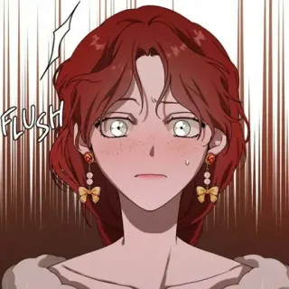 ♠️ FLUSH donna, capelli rossi, arrossire, cartone animato, anime telegram sticker