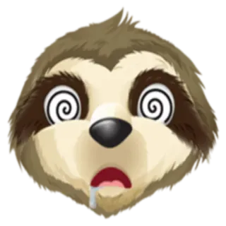 😵 bicho-preguiça, tonto, desenho animado, animal, engraçado, expressão whatsapp sticker