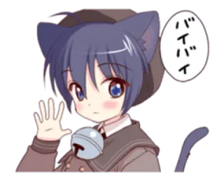 ✋ バイバイ anime, kucing, kawaii, salam, selamat tinggal, ilustrasi telegram sticker