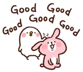 😏 Good 귀여운, 토끼, 새, 카와이, 인사 telegram sticker