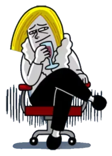 🍷 漫画, 飲み物, ワイン, 椅子, 金髪 telegram sticker