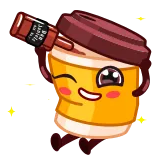 😄 BAD ASS kopi, minuman, kartun, cangkir, lucu, kawaii telegram sticker