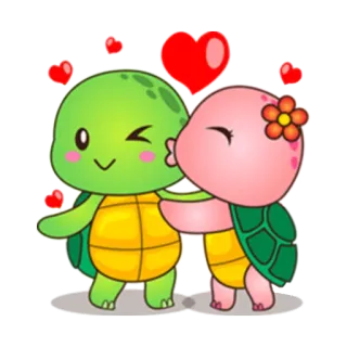 💋 tartaruga, beijo, coração, amor, fofo, animal telegram sticker