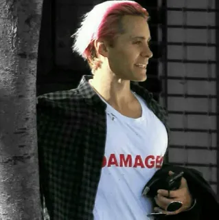 ✖️ DAMAGE damage, text, jared leto, white shirt telegram sticker