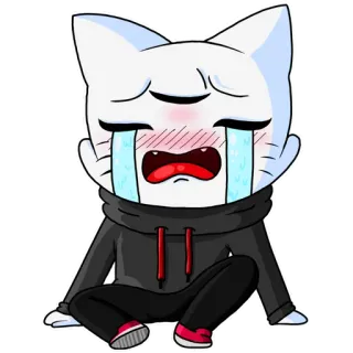 😭 crying, cat, sad, tears, cartoon, anime telegram sticker