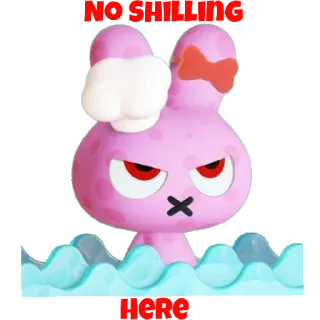 😒 NO SHILLING うさぎ, かわいい, 怒り, ピンク, 海, 波 telegram sticker