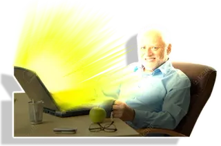 😁 Hide the Pain Harold Мем, Интернет-мем, Стоковое фото, Старик, Ноутбук telegram sticker