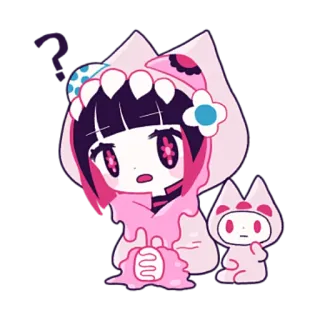 🤔 Anime, Dessin animé, Mignon, Rose, Kawaii whatsapp sticker