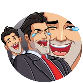 😂 смех, мужчина, костюм, мультфильм, эмоция, радость, счастливый whatsapp sticker