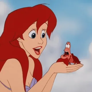 😘 Ariel The Little Mermaid disney, мультфильм, русалка, краб, русалочка, анимация telegram sticker