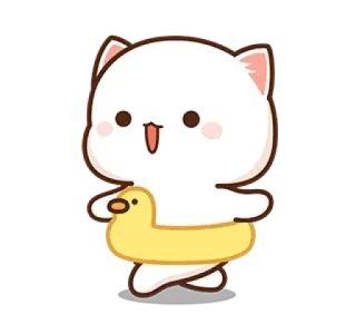 😗 kucing, anak kucing, bebek, kartun, hewan, lucu telegram sticker