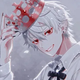 🤍 anime, manga, crown, red eyes, white hair, character whatsapp sticker