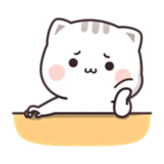 🤔 cat, sticker, sad, cute, cartoon telegram sticker