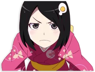 😠 Anime, Chica, Personaje, Kimono, Enojada, Seria, Japonés, Ilustración telegram sticker