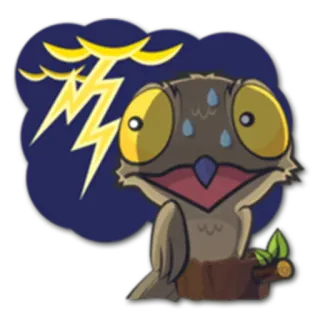 ⚡️ coruja, desenho animado, tempestade, trovão, relâmpago, assustado, animal, pássaro whatsapp sticker